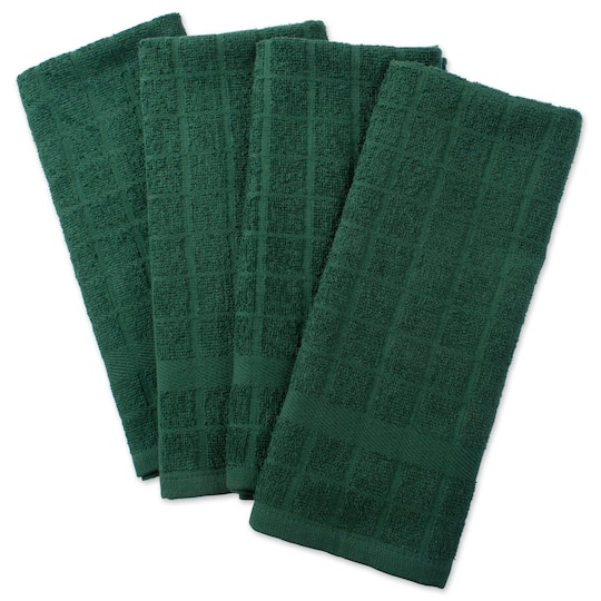 DII® Windowpane Terry Dish Towels, 4ct. in Dark Green | 16" x 26" | Michaels®